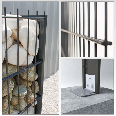 Gabionový plot ELEGANT, pozinkovaný, antracit, na zídku